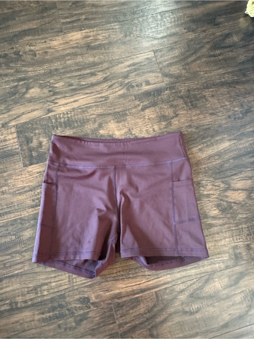 ZYIA Plum High-Waist Bike Shorts with Side Pockets